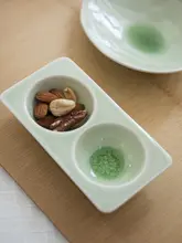 清新な葉デザインの陶器製プレートとボウル【アイスクラック釉・和食器】