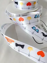 父の日向けカートンデザインのサテンリボンと花束用包装リボン【高級ポリエステル製・ギフト用】