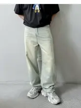 夏用 メンズロングデニムパンツ【柔らかな風合い・ヴィンテージ加工・韓国風】