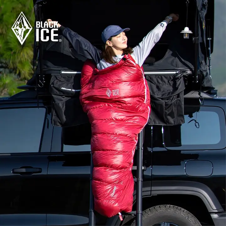 BLACK ICE アウトドア用 白鹅绒 寝袋【木乃伊型・防寒・一人用】