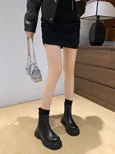 女性用 黒のサイレントブーツ【増高・スリム効果・厚底・チェルシーブーツ】