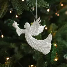 白色の異形飾り 金粉の天使の翼の掛け飾り【クリスマスツリー用・装飾品】