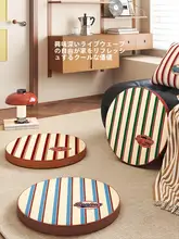 極上の柔らかさ！円形のフロアクッション【アメリカンビンテージストライプ・洗える・軽やか】