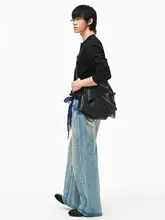 立体裁断ソフトレザーのひだデザイントートバッグ【不規則なシルエット・ショルダー＆クロスボディ対応】