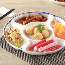 ラン花デザインのセラミック製分割プレート【和風スタイル・家庭用・個性的】