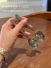 デザインが魅力のスイーツスプーン【短柄・ステンレス製・コーヒー・ヨーグルト・アイスクリーム用】