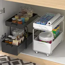 多機能シンク下収納ラック【引き出し式・スパイスボトル用・キッチン収納】