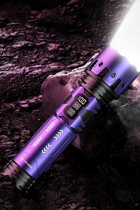 強力LED懐中電灯【充電式・アウトドア用・長時間駆動・高出力・レーザー機能付き】