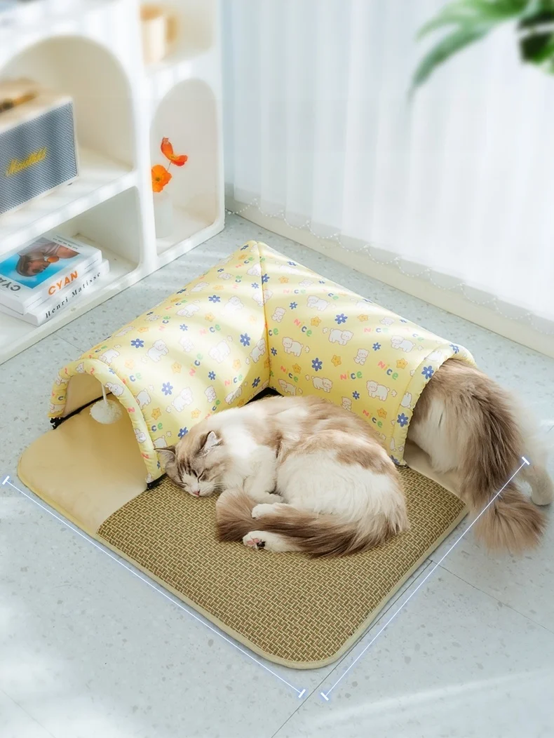猫用閉じられたベッド【四季対応・隠れ家風・安心感】：多頭飼い家庭向けの空間設計と使用シーンの実証