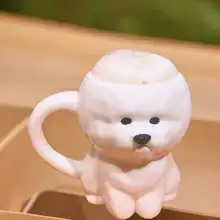 可愛らしい小犬の陶器マグカップ【家庭用・オフィス用・コーヒー】
