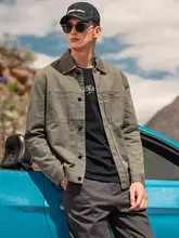 極上の柔らかさの純綿ワークジャケット【フラップカラー・カジュアル・ブラック】