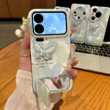 ブルーグリーンの蝶柄フィルム対応スマホケース【iPhone・Android対応】