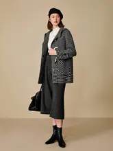 チェック柄フード付きダッフルコート【ダブルフェイス・グレー・女性用】