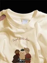 秋冬用 丸首 コットンTシャツ【ホワイト・カートゥーンプリント・フィット・長袖】