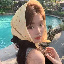 おしゃれな小花柄の帽子兼用日よけターバン【レトロなデザイン・女性用】