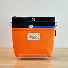 黒青オレンジの配色が魅力的なキャンバスショルダーバッグ【ミニ携帯用・斜め掛け】