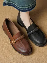 フレンチスタイル深口ローファー【丸頭・低ヒール・本革・カジュアル用】