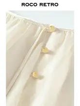高腰の玉石ボタン付きシフォン素材ロングスカート【新中式デザイン・軽やかなフレアシルエット】