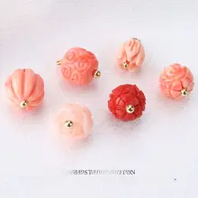 ピンクの金具付き花飾りボタン【復古スタイル・樹脂製・DIY装飾用】