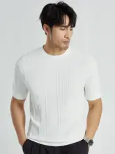 夏用 メンズ クルーネック Tシャツ【ニット素材・短袖】