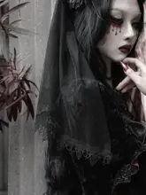ゴシックスタイルの花嫁用ヴェール【花柄・暗黒系デザイン・冬用】