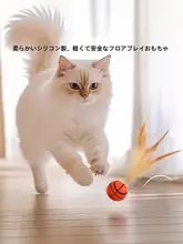猫用おもちゃ 弾力ボール【羽毛付き・運動不足解消】