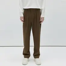 秋冬用 メンズカジュアルストレートパンツ【ウエストゴム・シワになりにくい・ゆったりシルエット】（セットアップ対応）