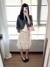 フラワープリントレース付きケーキスカート【春夏用・ハイクオリティ・スタイル】（セットアップ対応）