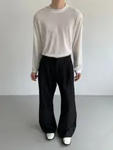 Aラインデザインのシワ加工メンズスラックス【高腰・ストレート・ドレープ】（セットアップ対応）