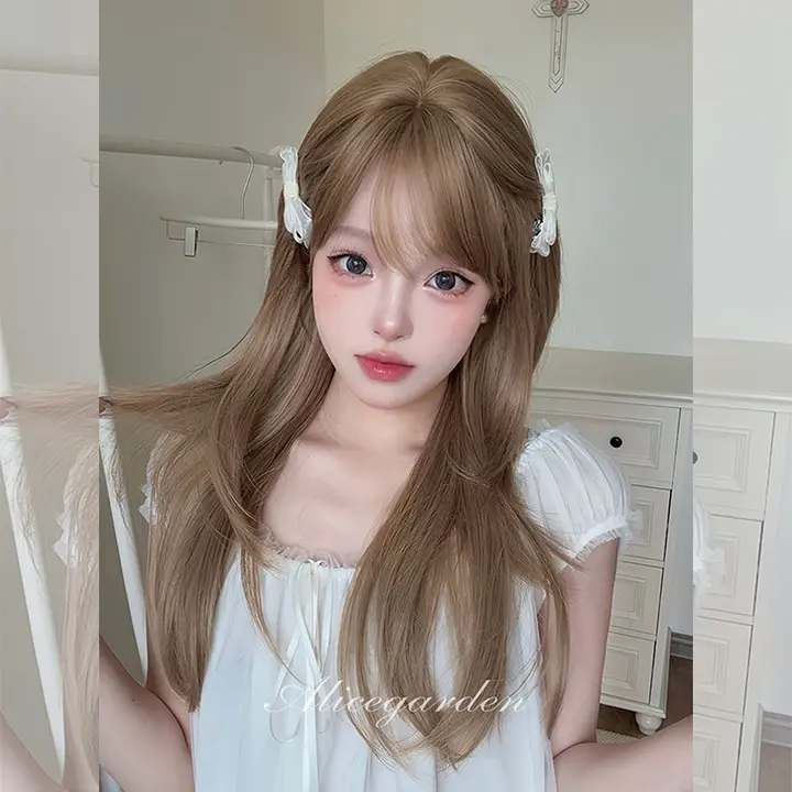 長髪ウィッグ【ロリータ風・栗色・甘美で気品あるストレート】