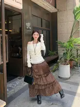 高級感あるカフェブラウンのハイウエストマキシスカート【フェミニン・エレガント・ケーキ風】（セットアップ対応）