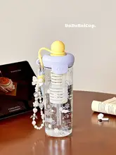雪花模様プラスチック水筒【大容量・携帯用・ストロー付き・学生向け】