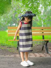 オリジナルデザイン 子供用ワンピース【夏用・ストライプ・カラーブロック・ノースリーブ】（セットアップ対応）