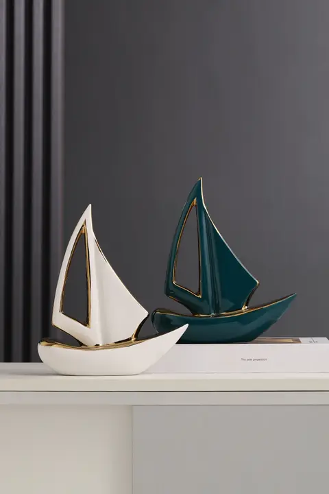 一帆風順の帆船オブジェ【高級感のあるインテリア・リビングやオフィスに最適】