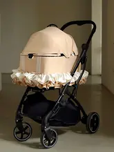 クリームカラーのフレンチスタイルペットキャリーカート【折りたたみ式・猫・犬兼用】