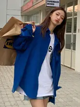 クラインブルーのコーデュロイシャツ【秋用・フィット・レトロスタイル】