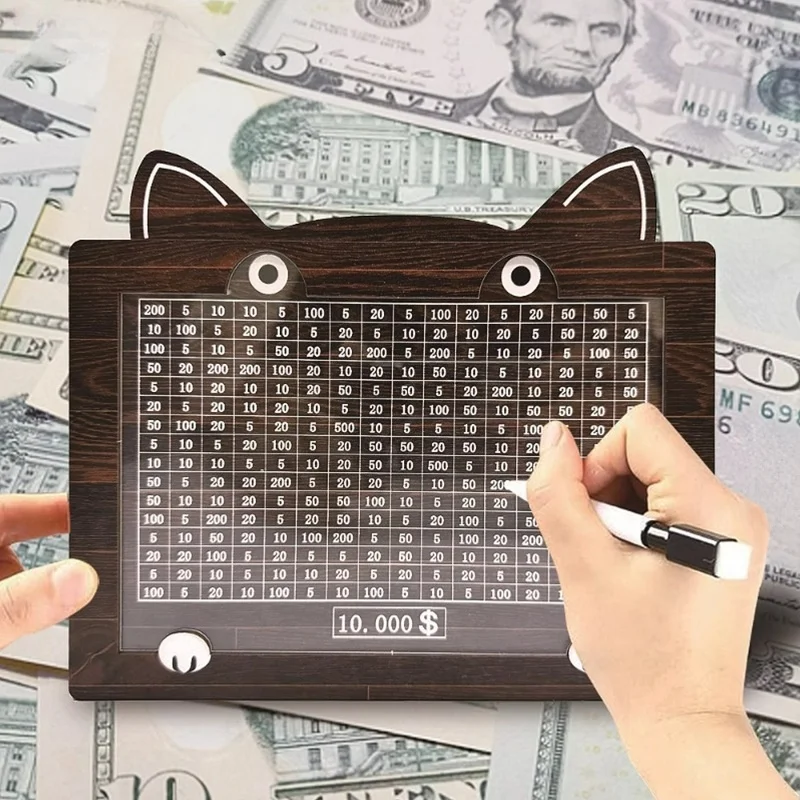ねこデザインの木製貯金箱：大容量・数字式で出入り自由な貯金管理を実現