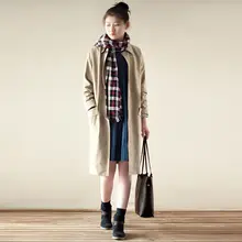 レトロスタイル 大きいサイズ ゆったり通勤用 ガウンコート【ポケット付き・ストレートデザイン・春秋用・単色】