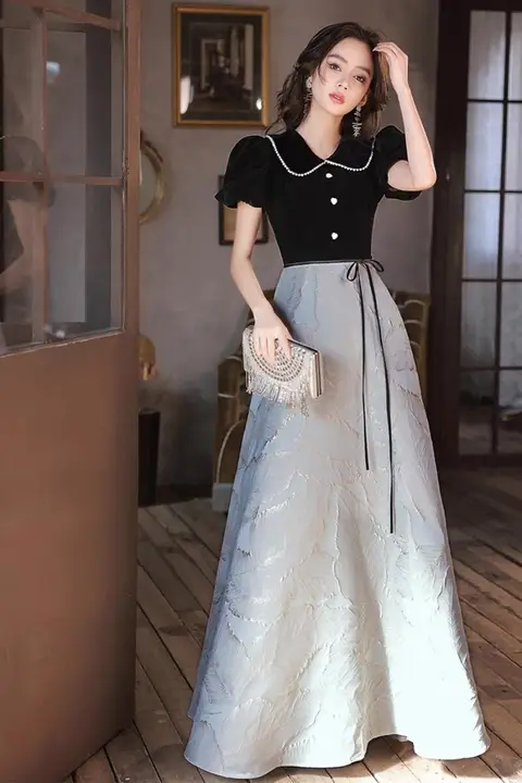 エレガントなロングドレス【フレンチスタイル・高級感・スマートフィット】（セットアップ対応）