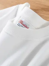 白色重厚コットンラウンドネック長袖Tシャツ【春のスタイル・ゆったりカジュアル】
