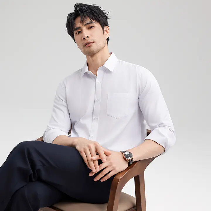 ロモン メンズ ビジネスカジュアル 長袖 シャツ