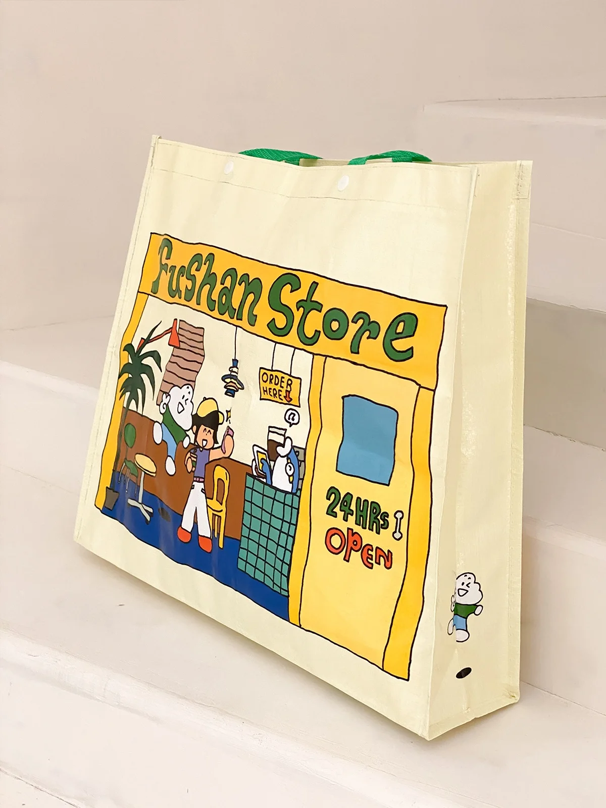 可愛いエコバッグ：45x37x10cm手提げタイプの環境に優しい使い方