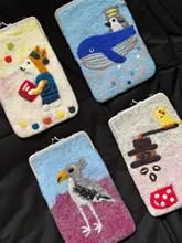手作りウールフェルトがま口スマホバッグ【秋冬向け・可愛いカートゥーン・斜め掛け・個性的】