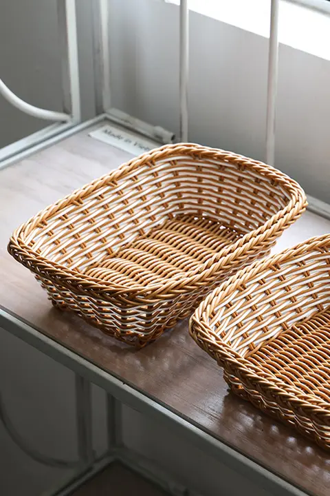 Kens 北欧風 フルーツバスケット【模造ラタン製・キッチン用・収納バスケット】