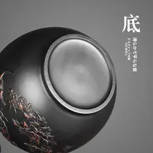 レトロデザインの陶器製お茶缶【密閉保存・大容量・家庭用】
