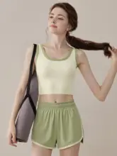 高強度対応 女性用フィットネスベスト【一体型・ランニング・ヨガ用・防振】（セットアップ対応）