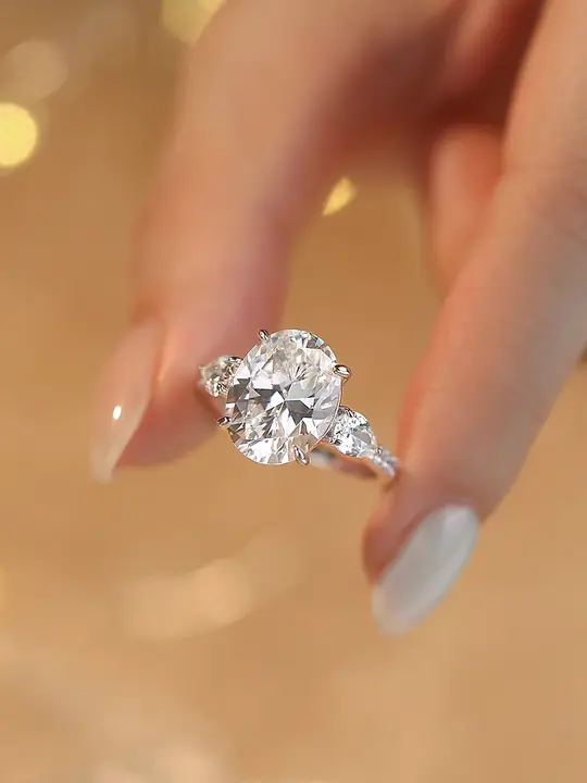 秘蓝の三生石リング【高級感あるプラチナコーティング・シルバー製・結婚用・魅力あふれるデザイン】