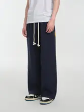 カジュアルなストレートニットパンツ【コントラストカラー・フィット・男女兼用】