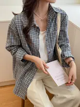 ブルーのレトロチェック柄シャツジャケット【春夏・ゆったりフィット・したスタイル・UVカット】