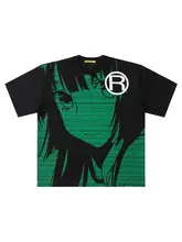 夏用カジュアルアニメ顔プリントTシャツ【ユニセックス・楽々フィット】